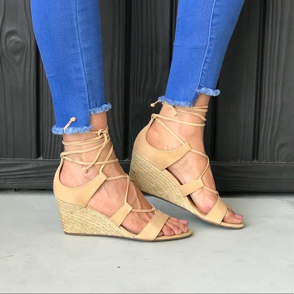 Gladiator Lace Up Kitten Wedge Sandals - Picture 4 of 8